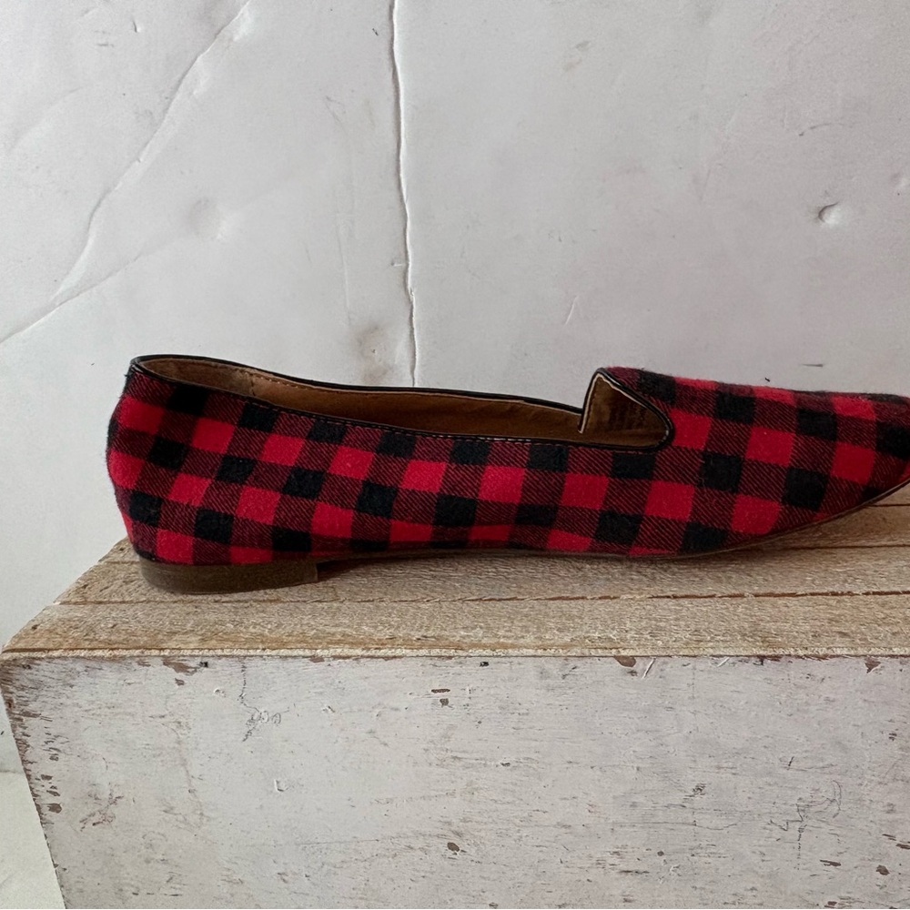 J. Crew Red and Black Plaid Loafers - Picture 6 of 12